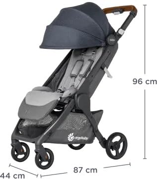 Ergobaby Metro+ Deluxe Compact Baby Stroller, Lightweight Umbrella Stroller Folds Down for Overhead Airplane Storage (Carries up to 50 lbs), Car Seat Compatible, London Grey