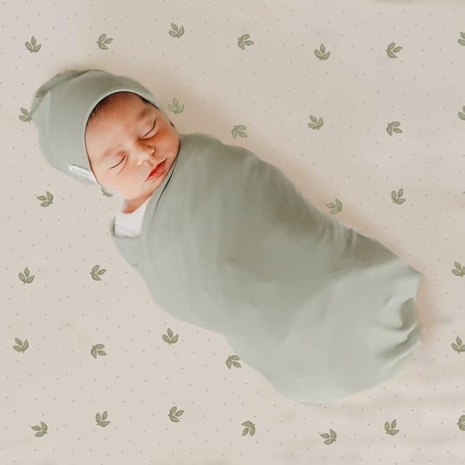 Ely’s & Co. Pack and Play Sheets, for Mini/Portable Crib, 2 Pack Fitted Playpen Play Yard Sheet Set Compatible with Graco Pack n Play, for Baby Boys/Girls, 100% Cotton, Sage Vintage Leaf, 38”x24”x5”