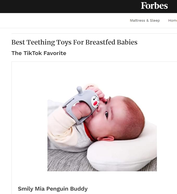 Smily Mia 2pack Baby Teething Toys for 0-6 3-6Months |Penguin Teether | Hand Teethers| Teething Mittens|Chew Toys for Teething Pain Relief, Baby Pacifiers| New Born Essentials, Blue+Grey