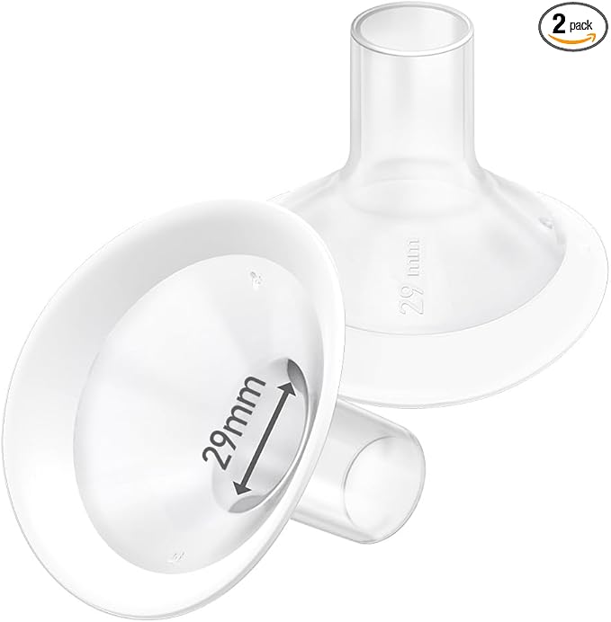 2pcs 29mm Soft Rim Flanges with 106 Degree Wider Opening Angle for Medela Breast Pump, PersonalFit, Freestyle, Maxflow, Freestyle Flex Swing Maxi Connector, Lansinoh Signature Pro