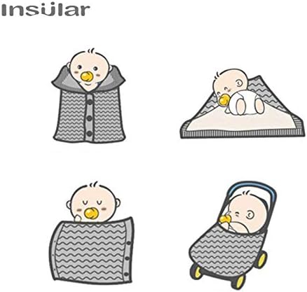 insular Warm Baby Sleeping Bag Envelope Winter Kid Sleepsack Footmuff Stroller Knitted Sleep Sack Newborn Knit Wool Swaddling Blanket (Black)