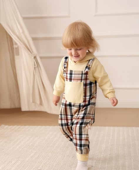 NZRVAWS Baby Boy Clothes Newborn Outfits Infant Romper Fall Winter Hoodie Pocket Pants Overalls Set NB-18M