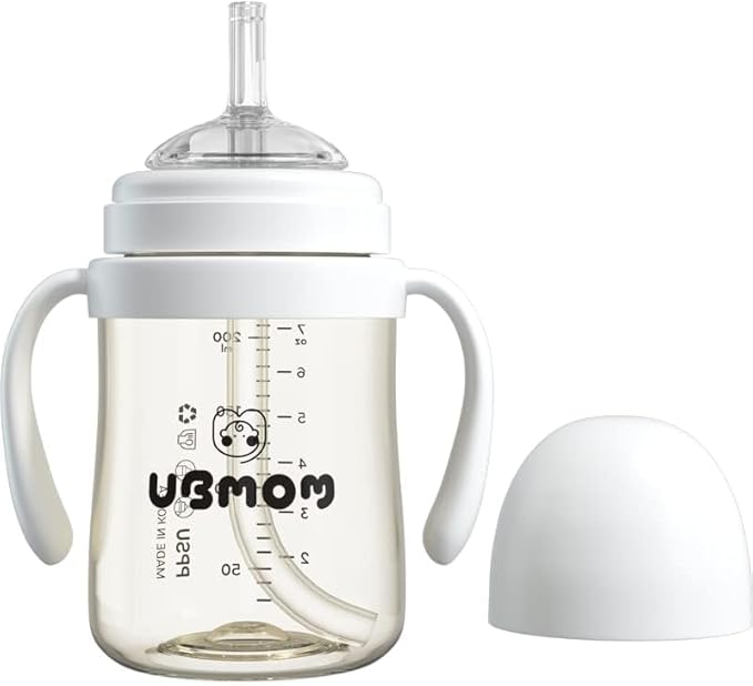 No-spill, Backflow prevention Sippy Cup with Straw, PPSU Learner Cup with Handle for Baby and Toddlers, BPA free, 6.76oz (Cloud)