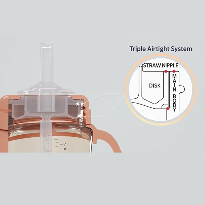 No-spill, Backflow prevention Sippy Cup with Straw, PPSU Learner Cup with Handle for Baby and Toddlers, BPA free, 6.76oz (Banana)