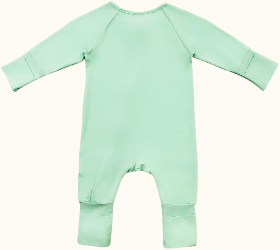 Bow Dream Bamboo Rayon Baby Boy Romper Footed Long Sleeve Footies Newborn Girl Clothes Footless with Zipper and Mitten Cuffs