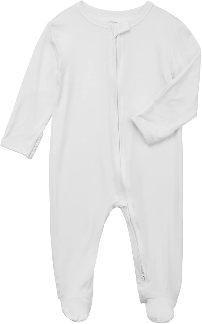 Aablexema Baby Footie Pajamas Zipper - Rayon from Bamboo Infant Footed Pjs with Mittens Sleepwear Jammies