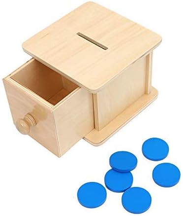 Adena Montessori Infant Toddlers Coin Box Montessori Toys for 6-12 Months Babies 1 Year 2 Year Old (Typical Coin Box)