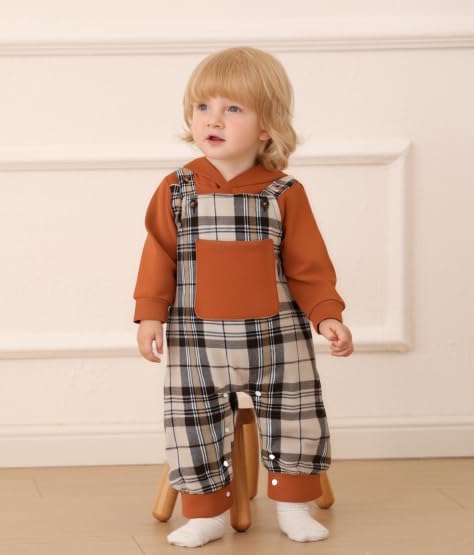 NZRVAWS Baby Boy Clothes Newborn Outfits Infant Romper Fall Winter Hoodie Pocket Pants Overalls Set NB-18M