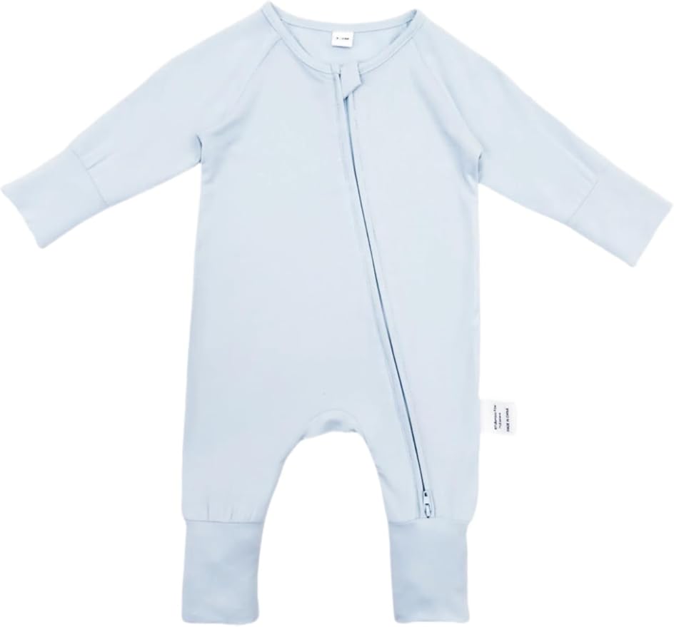 Bow Dream Bamboo Rayon Baby Boy Romper Footed Long Sleeve Footies Newborn Girl Clothes Footless with Zipper and Mitten Cuffs