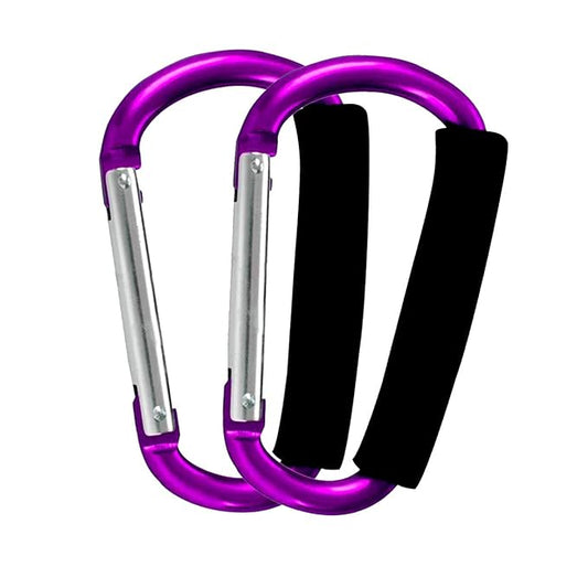 Stroller Hooks by Baby,2 pcs Carabiner Stroller Hook Organizer for Hanging Purses, Diaper Bag, Shopping Bags. Clip Fits Single/Twin Travel Systems, Car Seats and Joggers (Purple)