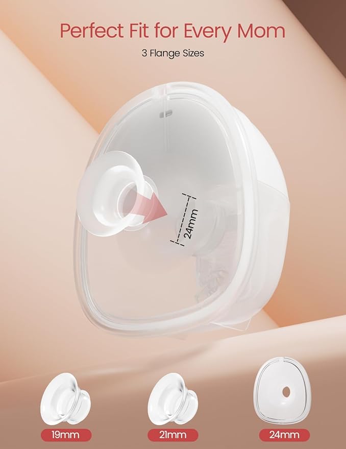 NCVI Wearable Breast Pump Hands Free, Portable Electric Breastfeeding Pump with 1500mAh Battery, Quiet Operation, Smart LED Display, 4 Modes & 9 Levels, 19/21/24mm Flanges, 2 Pack, White