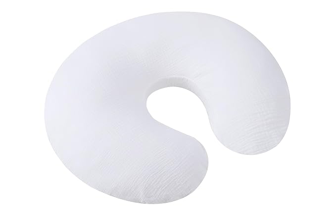 Onacosht Muslin Nursing Pillow Cover Soft 100% Cotton Feeding Pillow Slipcover Fits Standard Infant Nursing Pillow for Boy and Girl, White
