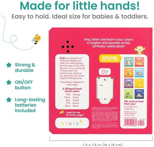 Binibi Spanish Musical Colors at The Birthday Party | Spanish Learning for Kids | Bilingual Children's Book for Babies & Toddlers 1-3 | Libro en espaol para bebes