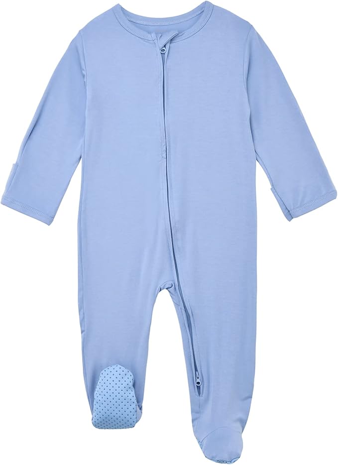 Aablexema Baby Footie Pajamas Zipper - Rayon from Bamboo Infant Footed Pjs with Mittens Sleepwear Jammies