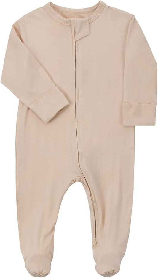 Aablexema Baby Footie Pajamas Zipper - Rayon from Bamboo Infant Footed Pjs with Mittens Sleepwear Jammies