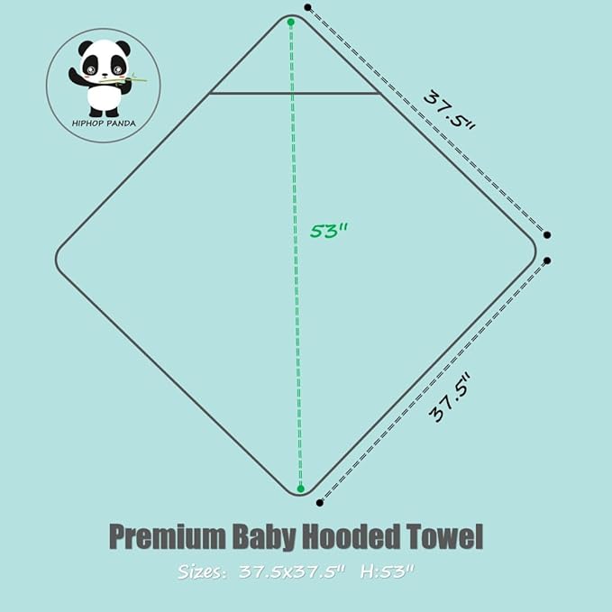 HIPHOP PANDA Hooded Towel - Rayon Made from Bamboo, Bath Towel with Bear Ears for Newborn, Babie, Toddler, Infant - Absorbent Large Baby Towel - Gorilla, 37.5 x 37.5 Inch