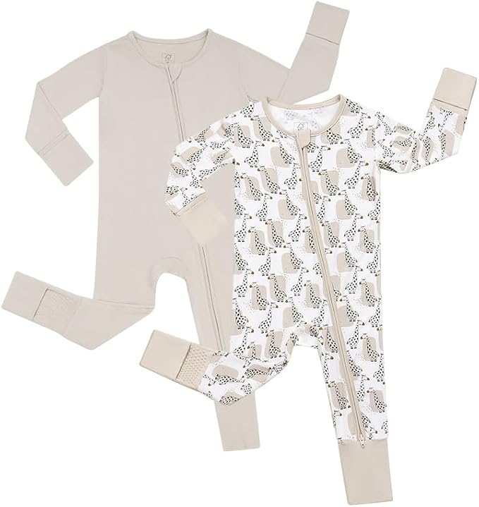 JunNeng Viscose from Bamboo Baby Boy Sleeper with Mitten Cuffs, Footless Soft Zippy Pajamas, Sleep N' Play Romper 0-18 Months