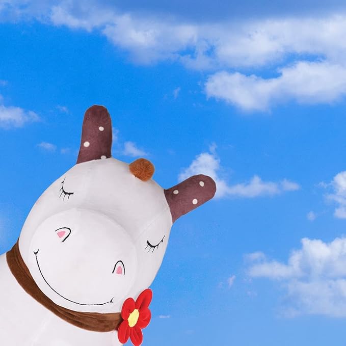 iPlay, iLearn Bouncy Pals White Hopping Horse, Inflatable Bouncing Animal Hopper Toy W/Pump, Plush Ride on Bouncer, Indoor Outdoor Birthday Gifts for 18 24 Month 2 3 4 5 Year Old Toddler Kid Boy Girl