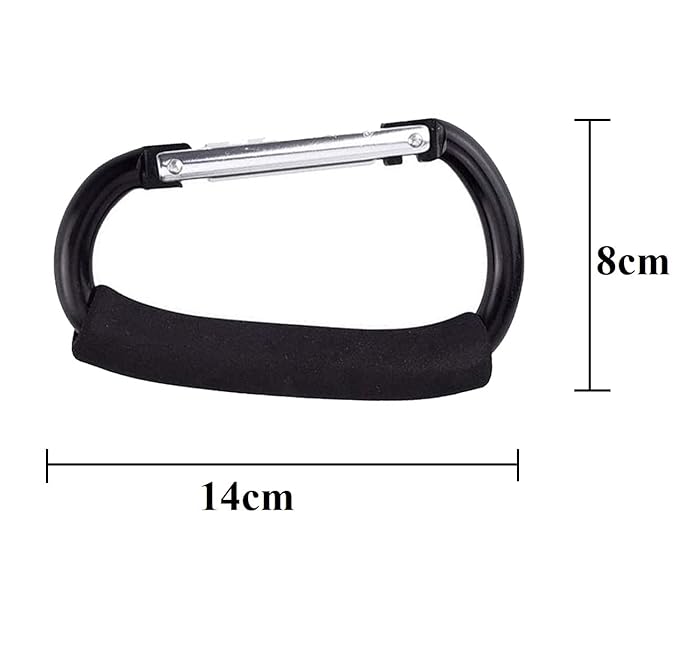 Stroller Hooks by Baby,2 pcs Carabiner Stroller Hook Organizer for Hanging Purses, Diaper Bag, Shopping Bags. Clip Fits Single/Twin Travel Systems, Car Seats and Joggers (Black)