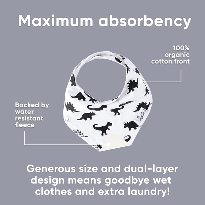 Copper Pearl 4 Pack Soft Cotton Baby Bibs for Drooling and Teething, Absorbent Drool Bibs for Baby Boy, Adjustable to Fit Newborns to Toddlers, Tons of Styles (Wild Set)