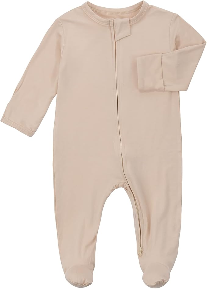 Aablexema Baby Footie Pajamas Zipper - Rayon from Bamboo Infant Footed Pjs with Mittens Sleepwear Jammies