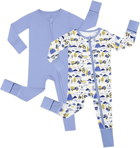 JunNeng Viscose from Bamboo Baby Boy Sleeper with Mitten Cuffs, Footless Soft Zippy Pajamas, Sleep N' Play Romper 0-18 Months