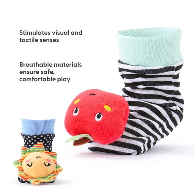 The Peanutshell Sock Rattles Set of 5 - Girl Boy Rattle Socks, Baby Toys 0-6-12 Month, Animal Newborn High Contrast Baby, Infant, Newborn Toys 0-3 0-6 Months Old Babies - Montessori