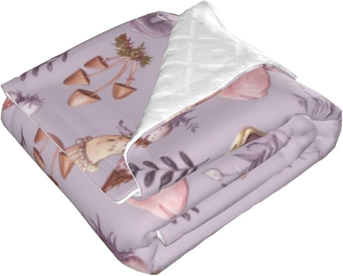 Baby Blanket Mushrooms Vintage Botanical for Boy Girl Newborn 30x40 Inch Toddler Infant Nursery Throw Blankets Double Layer Comfy Soft Plush Stroller Crib Quilt
