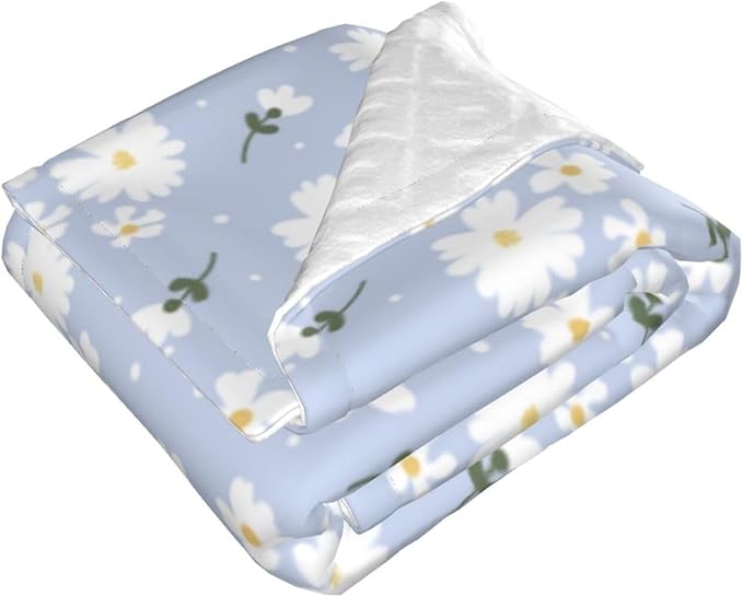 Baby Blanket Daisy Flower Purple Floral Spring for Boy Girl Newborn 30x40 Inch Toddler Infant Nursery Throw Blankets Double Layer Comfy Soft Plush Stroller Crib Quilt
