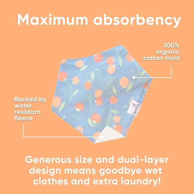 Copper Pearl Baby Bandana Drool Bibs for Drooling and Teething 4 Pack Gift Set Clementine