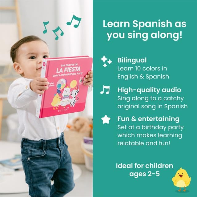 Binibi Spanish Musical Colors at The Birthday Party | Spanish Learning for Kids | Bilingual Children's Book for Babies & Toddlers 1-3 | Libro en espaol para bebes