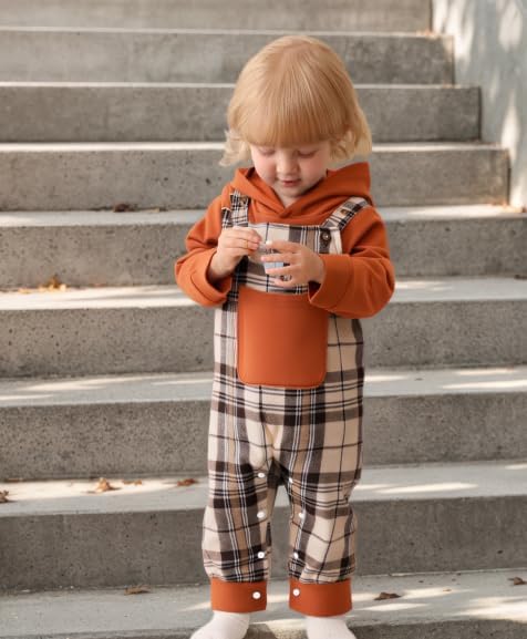 NZRVAWS Baby Boy Clothes Newborn Outfits Infant Romper Fall Winter Hoodie Pocket Pants Overalls Set NB-18M