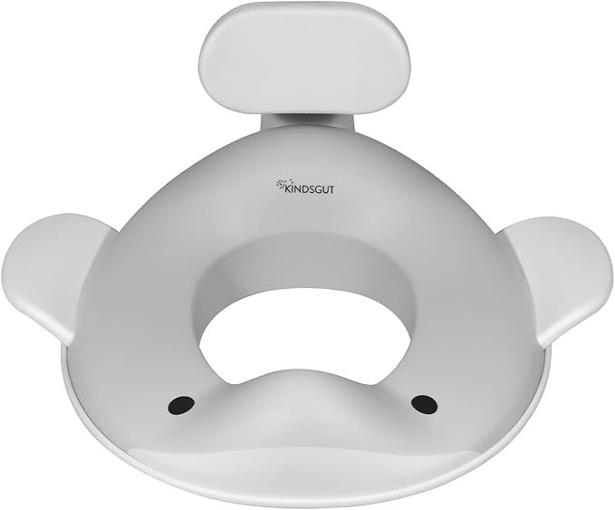 Kindsgut Potty Training Seat in whale design, designed in Germany, suitable for all toilet shapes non-slip toilet seat, Light Grey