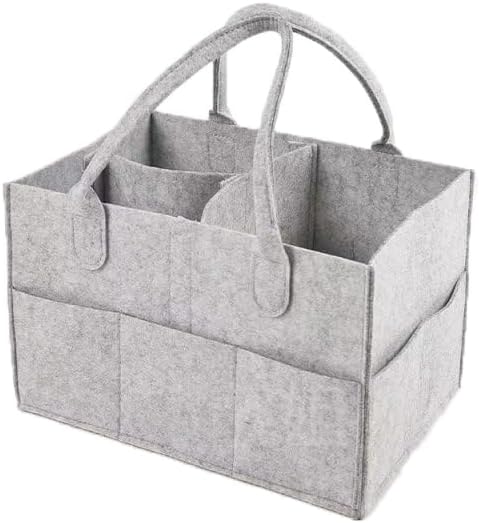 CREVENT Gift Set for Girls -Diaper Caddy Organizer Basket with 2 Blankets, 1 Taggie, 1 Lovey, 3 Socks,1 Headband,1 Gift Bag with Ribbon - Newborn Essential Baby Shower (Pink)