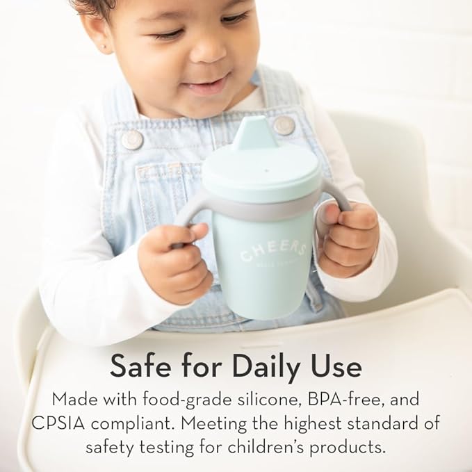 Bella Tunno Sippy Cup, Silicone Training Cup with Transition Handles for Infants, Toddlers & Kids, Babies 6-12 Months & Toddlers 1-3 Years, Boys & Girls, Tall Drink of Water, 8 oz