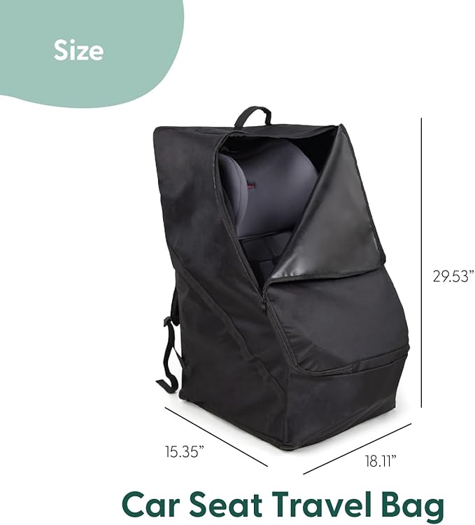 The Peanutshell Carseat Travel Bag for Airplane, Durable Padded Bag Gate Check Easy Carry Airport Car Seat Cover, Fits Most Graco, Evenflo, Toddler, Kids, Infant Baby Travel Essentials for Flying