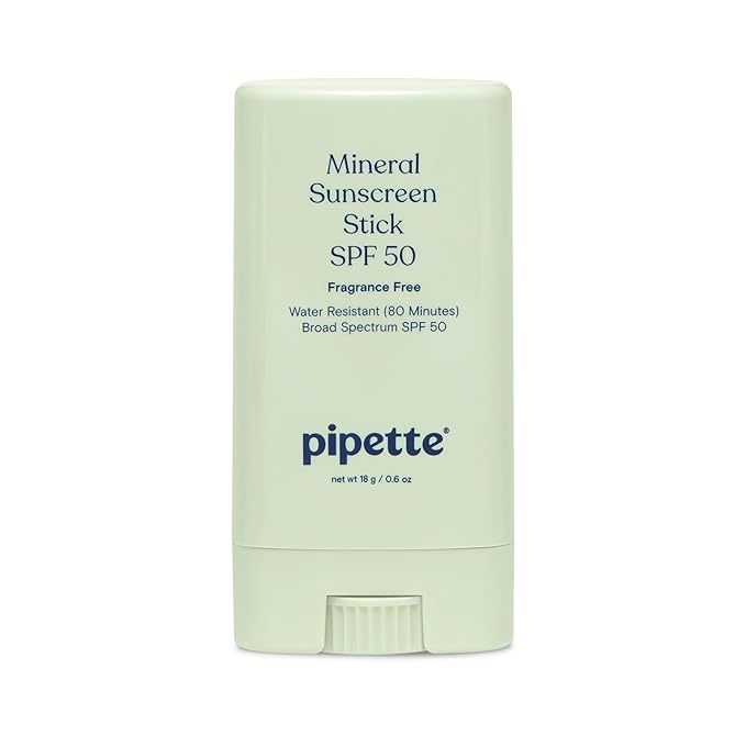 Pipette Baby Mineral Sunscreen Stick SPF 50, Broad Spectrum Sunblock with Non-Nano Zinc Oxide, Water Resistant UVB/UVA Sun Protection for Kids & Sensitive Skin, Perfect for Travel, 0.6 oz