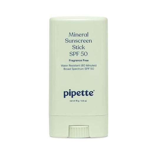 Pipette Baby Mineral Sunscreen Stick SPF 50, Broad Spectrum Sunblock with Non-Nano Zinc Oxide, Water Resistant UVB/UVA Sun Protection for Kids & Sensitive Skin, Perfect for Travel, 0.6 oz