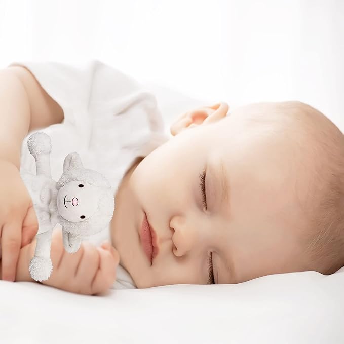 Baby White Lamb Soft Stuffed Animal Security Blanket, Plush Sheep Character Lovey Blanket, Baby Shower/Nursery Gift, Newborn Infant Toddler Snuggle Blankie for Boys Girls, 10 Inches