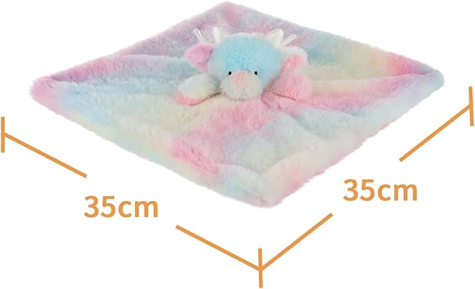 Apricot Lamb Stuffed Animals Colorful Dragon Blanket Infant Nursery Character Blanket Luxury Snuggler Plush Baby Lovey 13.8 Inches