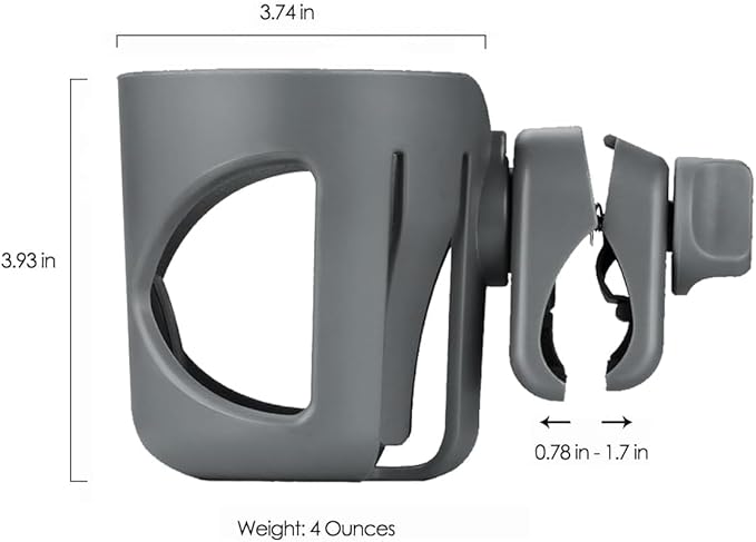 New Cup Holder Compatible with UPPAbaby Cup Holder (for Vista, Cruz and Minu). A Solid Super Secure Fit. 360 Degrees Rotatable. Anti-Shake Spill Resistant. (Gray)