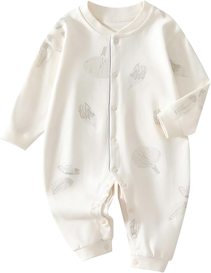 100% Organic Cotton Soft 3-24 Months Unisex Footless Newborn Baby Sleepers Pajamas Romper Boys Girls Long Sleeve