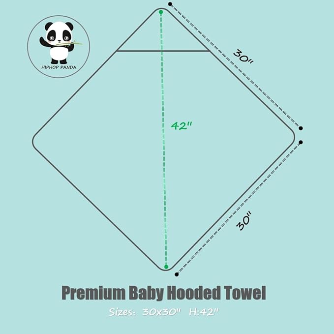 HIPHOP PANDA Hooded Towel - Rayon Made from Bamboo, Bath Towel with Bear Ears for Newborn, Babie, Toddler, Infant - Absorbent Large Baby Towel - Grey Elephant, 30 x 30 Inch