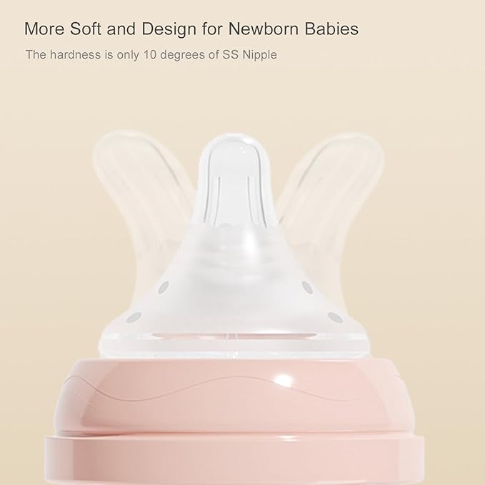 Natural Small Glass Baby Bottle 3 oz, Very Slow Flow Nipple, 1 pk - Pink