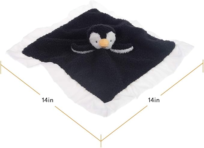 Apricot Lamb Stuffed Animals Soft Security Blanket Black Penguin Infant Nursery Character Blanket Luxury Snuggler Plush(Black Penguin, 14 Inches)