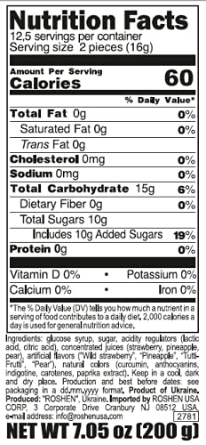 Roshen Bim Bom Hard Candy with Fruit Flavor Filling Kosher and Halal, Delicious, Flavorful Hard Sweets Bulk Candy 1kg/2.2lbs