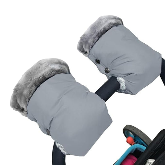 1 Pair Baby Stroller Gloves,Stroller Hand Muff Warm Gloves,Extra Thick Warm Waterproof Anti-Freeze Gloves for Parents Caregivers Carriage Handmuffs Stroller Accessories (Grey)