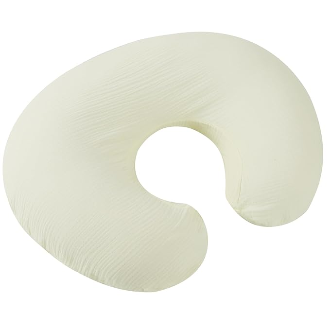 Onacosht Muslin Nursing Pillow Cover Soft 100% Cotton Feeding Pillow Slipcover Fits Standard Infant Nursing Pillow for Baby Boy and Girl, Ivory White