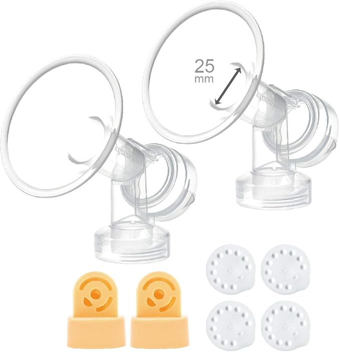 Maymom Brand 25 mm 2xOne-Piece Breastshield w/Valve and Membrane Compatible with Selected Medela Breast Pumps; Medium Shield