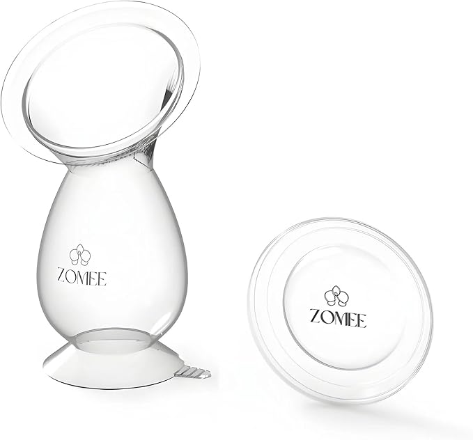Zomee Manual Breast Pump Silicone Milk Collector – Hands-Free Milk Collection Bottle for Breastfeeding Moms – BPA-Free, Leak-Proof, Spill-Proof Design - Portable & Easy to Clean – 4oz Capacity